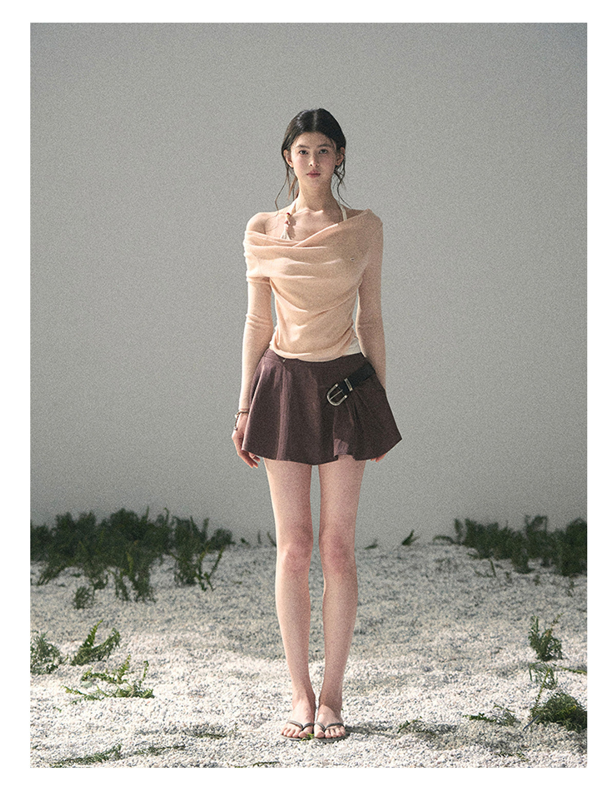 ShaoYeYan Aomalm Frosting on the Shoulder Fake Two-Layer Halter Top