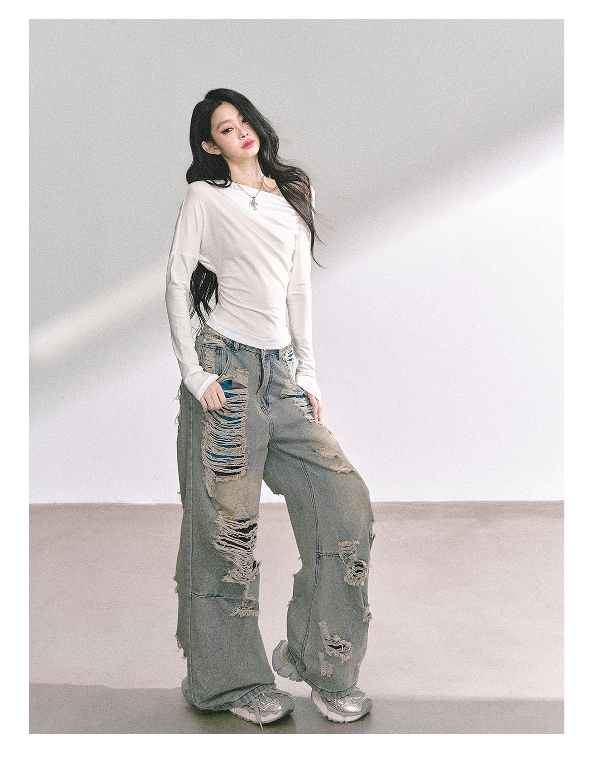 SHAOYEYAN Korean Mature Style Off-Shoulder Tee