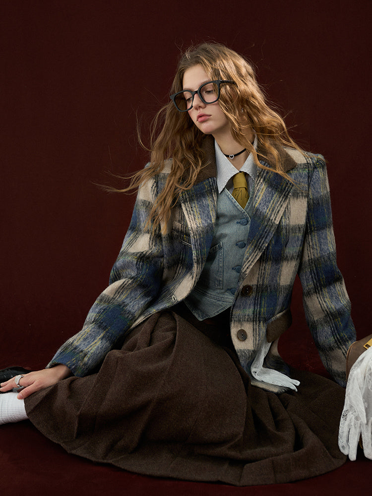MAMC Plaid Wool-Blend Blazer