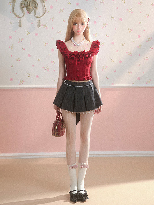 SHAOYEYAN Grey Pleated Mini Skirt