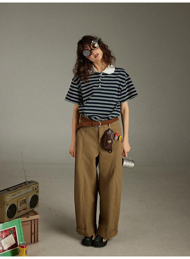Lulugray Retro Stripe Polo Tee