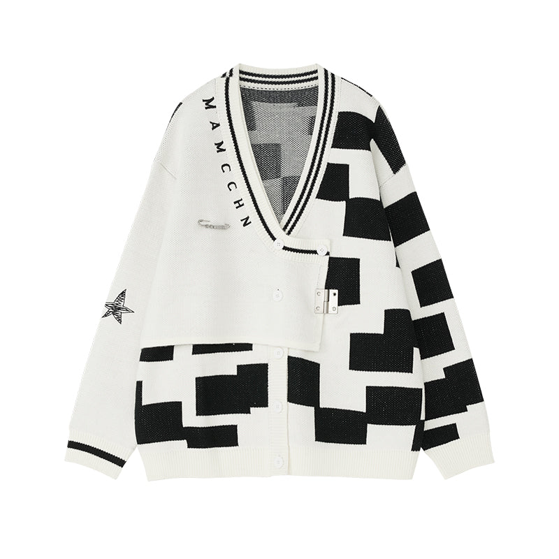MAMC Distressed Geometric Sweater