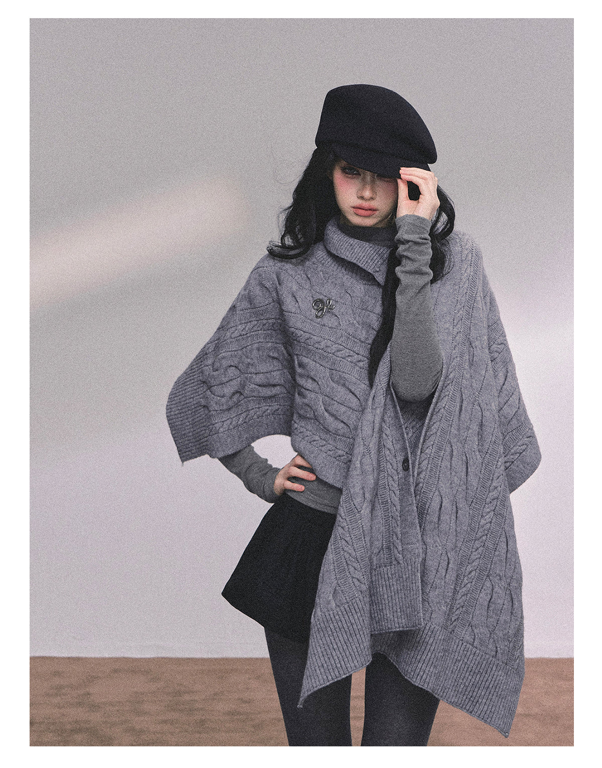 ShaoYeYan British Muse Loose Fit Knit Cape Sweater