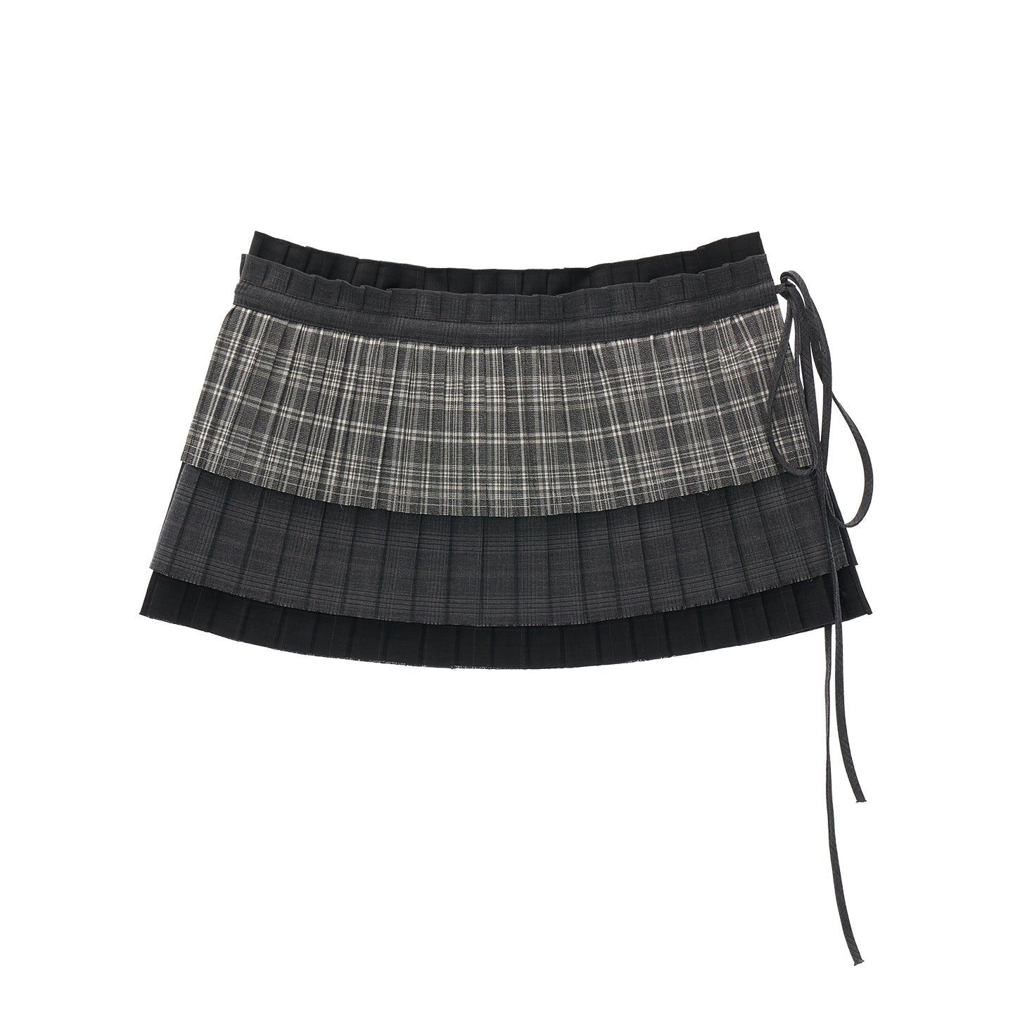 MAMC Pleated Plaid Layered Apron Skirt
