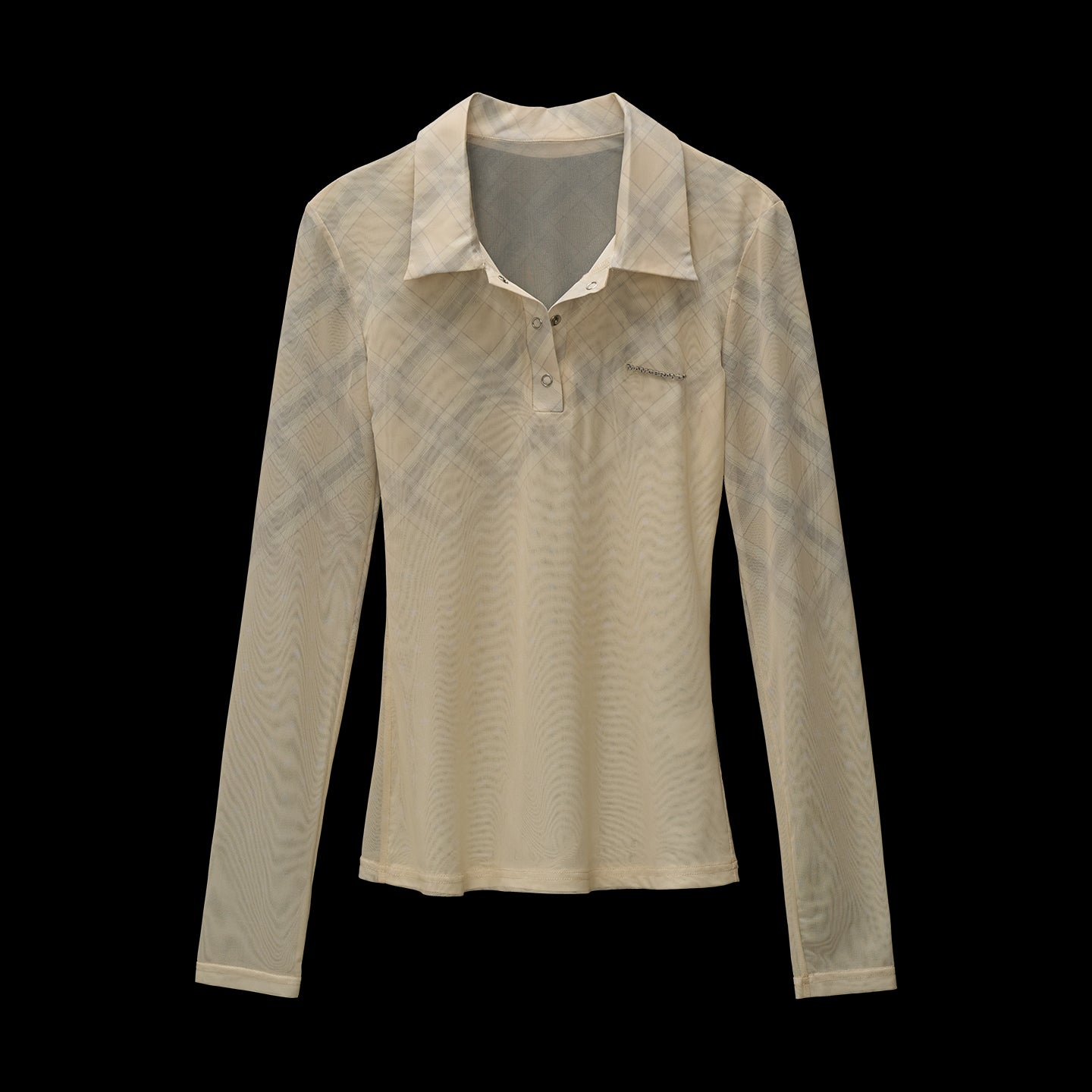 MAMC Sheer Gradient Plaid Top