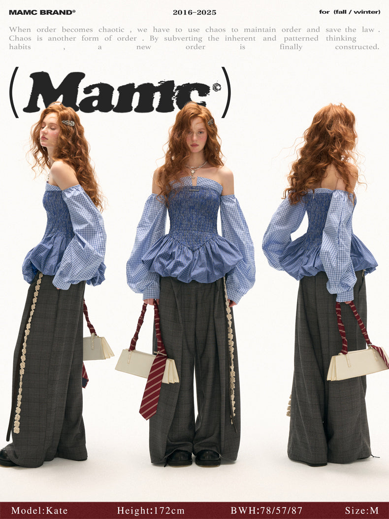 MAMC Double-Waist Plaid Trousers