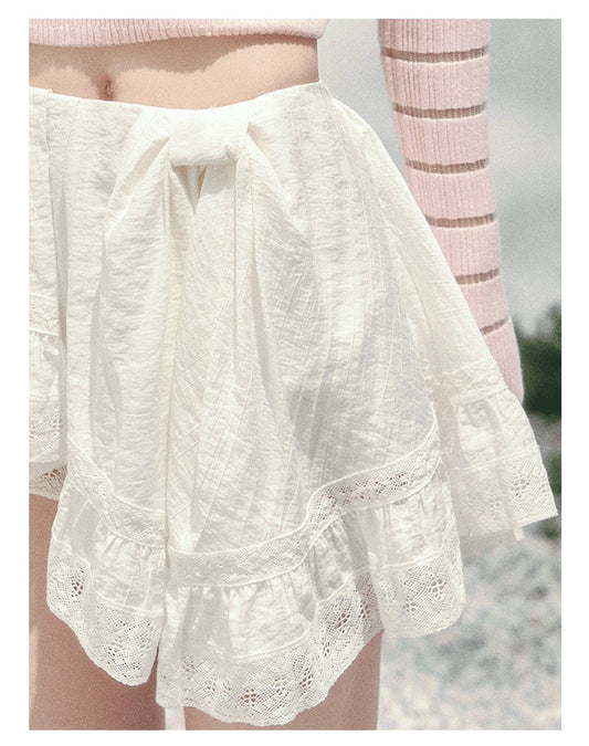 ShaoYeYan Aomalm Moonlight Ripple Asymmetric French Lace Skirt