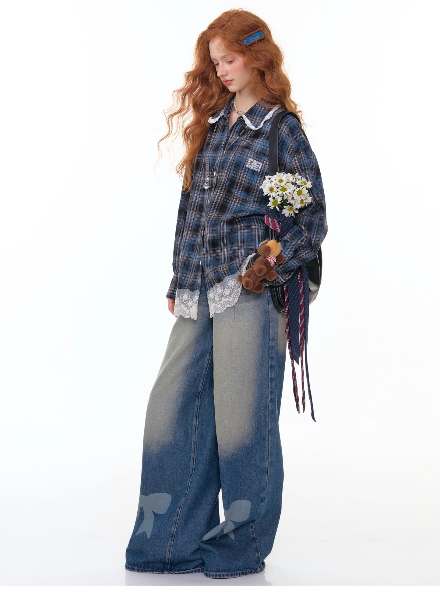 ZiziFei Bow-Print Denim Pants