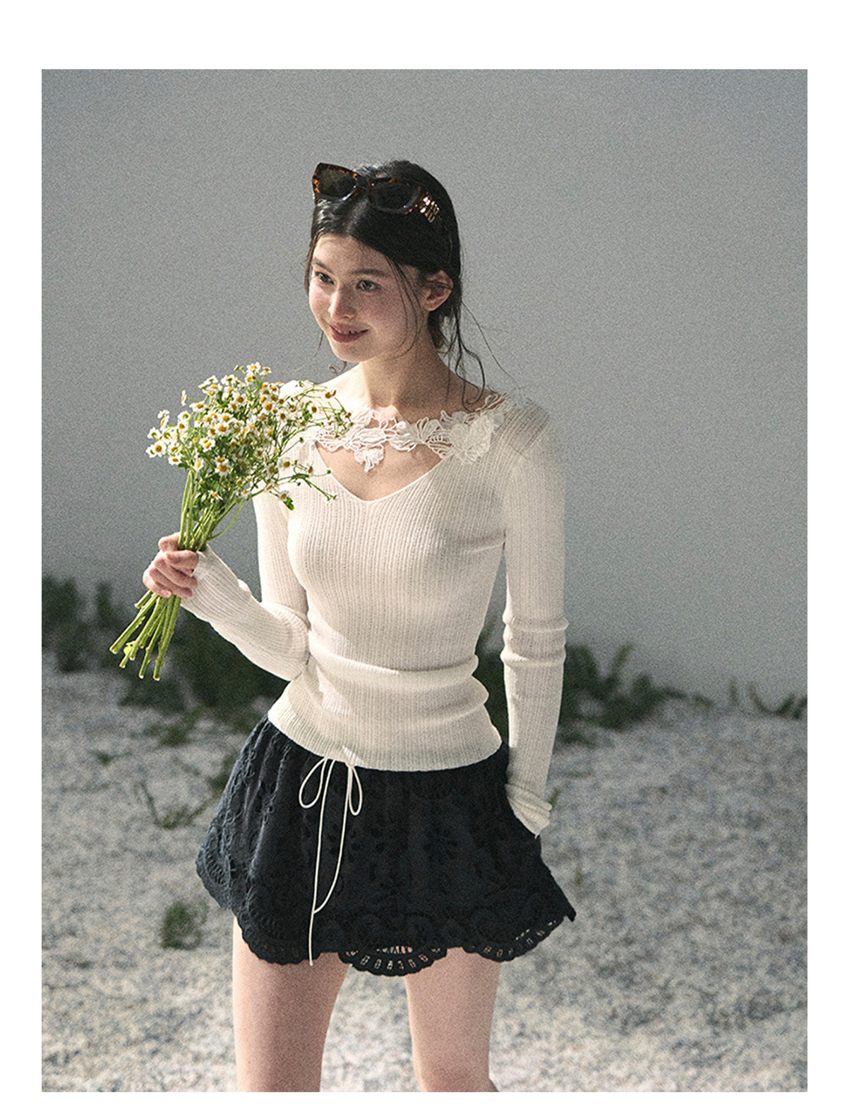 ShaoYeYan Aomalm Drunk in Your Embrace French Floral Hollow Skirt