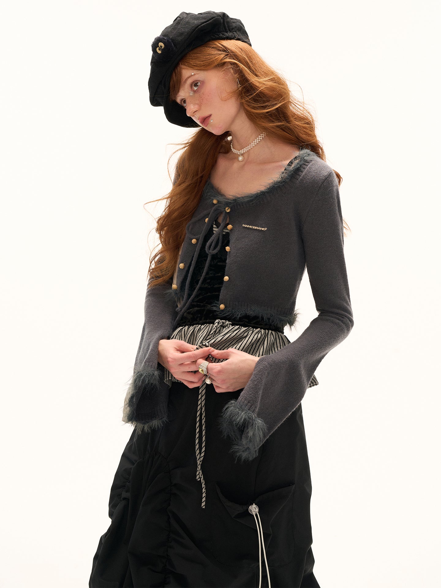 MAMC Square Neck Cropped Cardigan