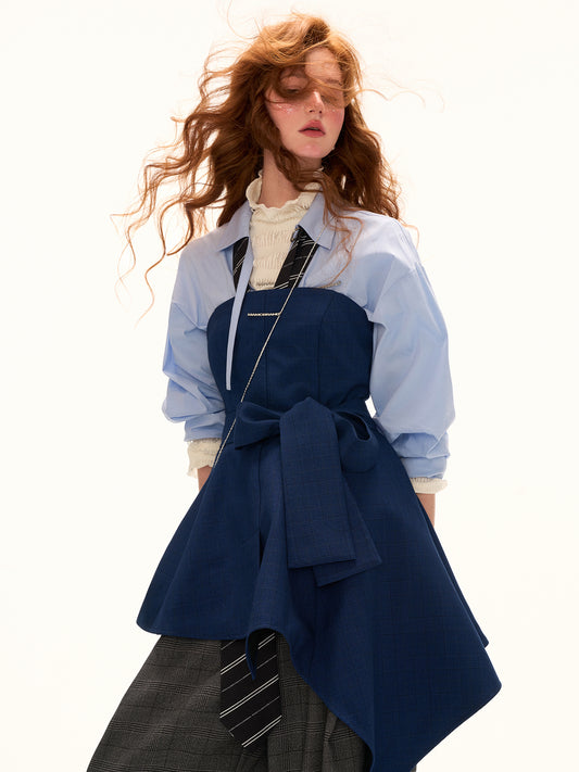 MAMC Pleated Waist Blue Shirt