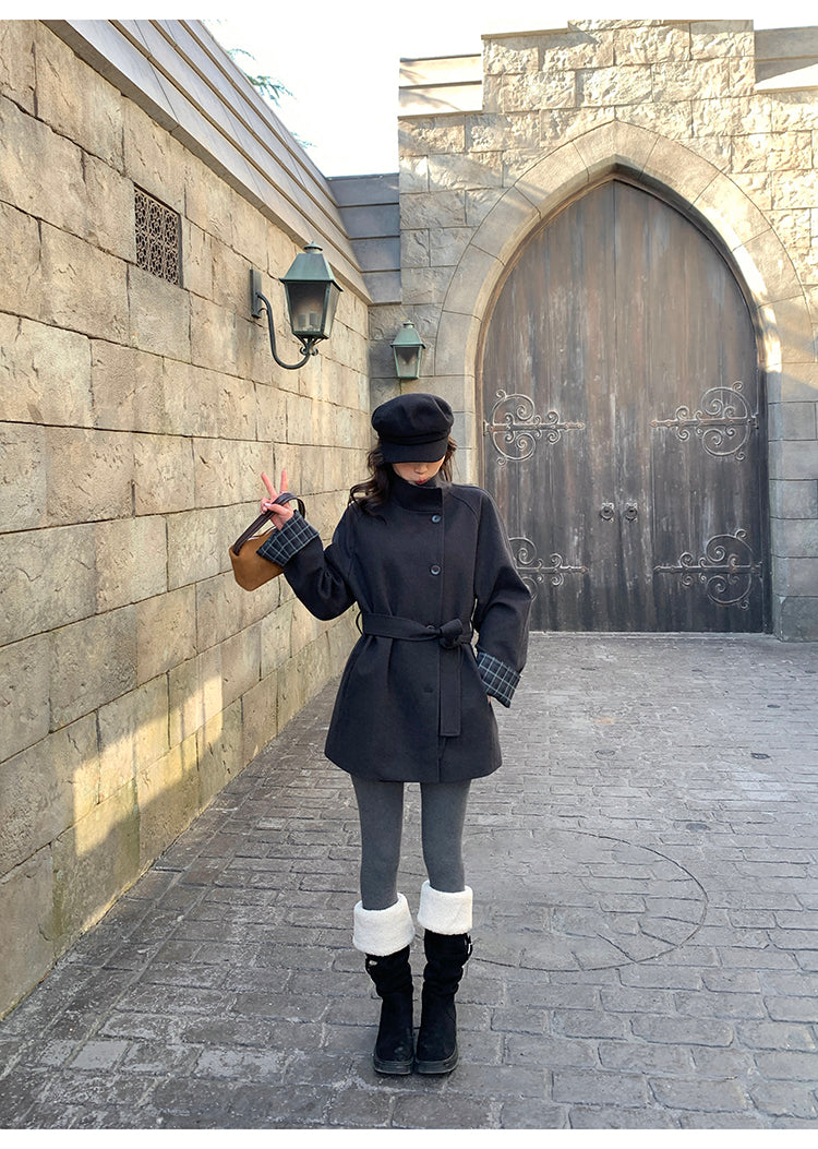 Pusumede Plaid Wool Blend Coat