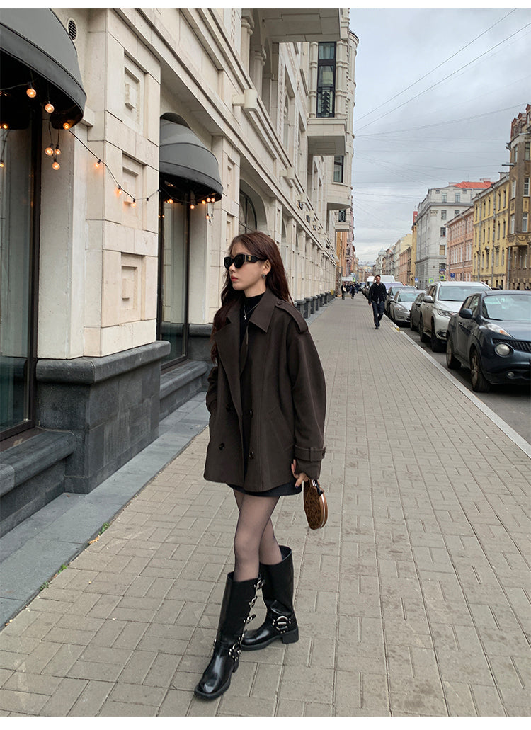 Pusumede Suede-Look Trench Coat
