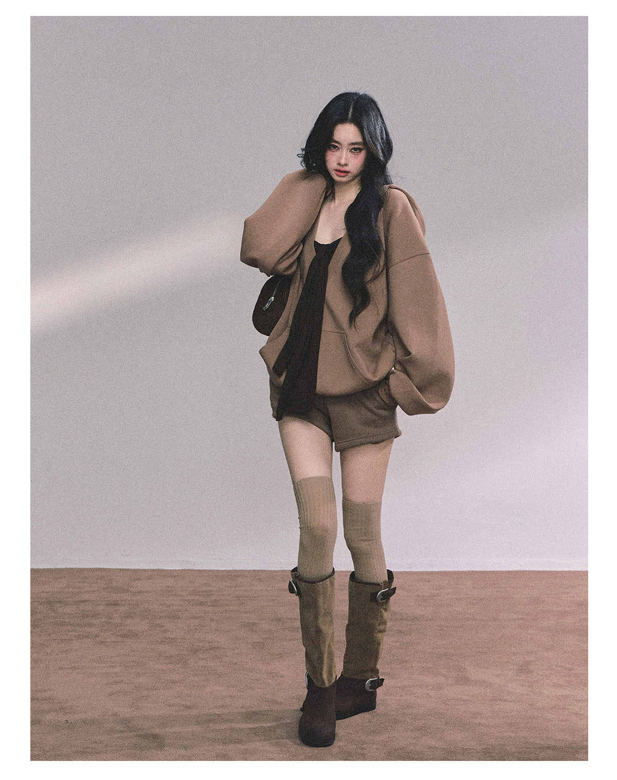 ShaoYeYan Autumn Leaves Riverside Casual Hoodie Set