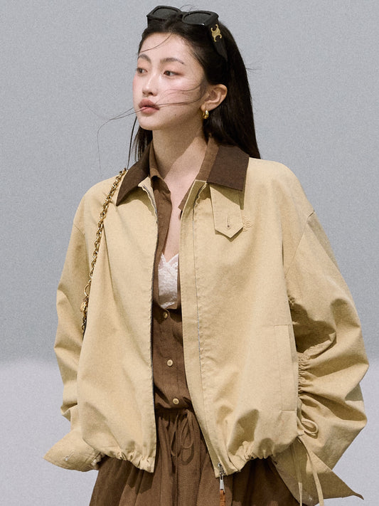 OAKMOO Amber Apricot Loose Tie-Dye Casual Jacket