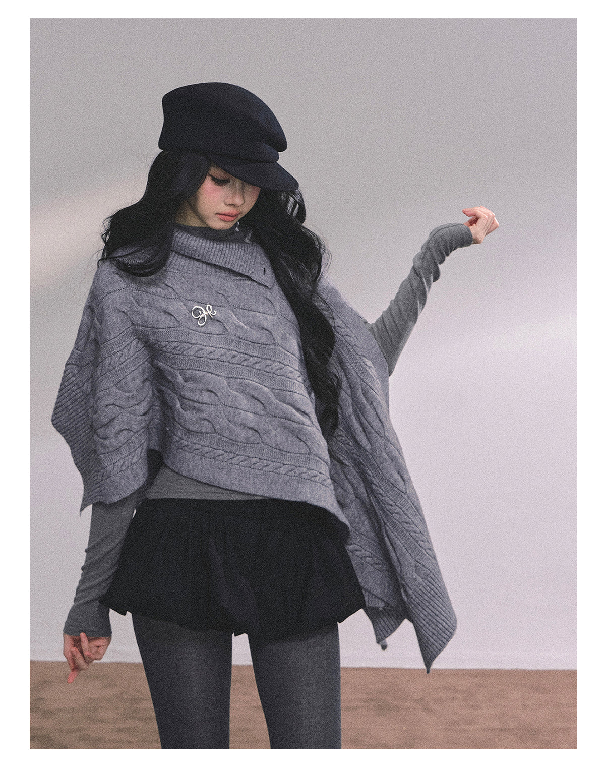ShaoYeYan British Muse Loose Fit Knit Cape Sweater