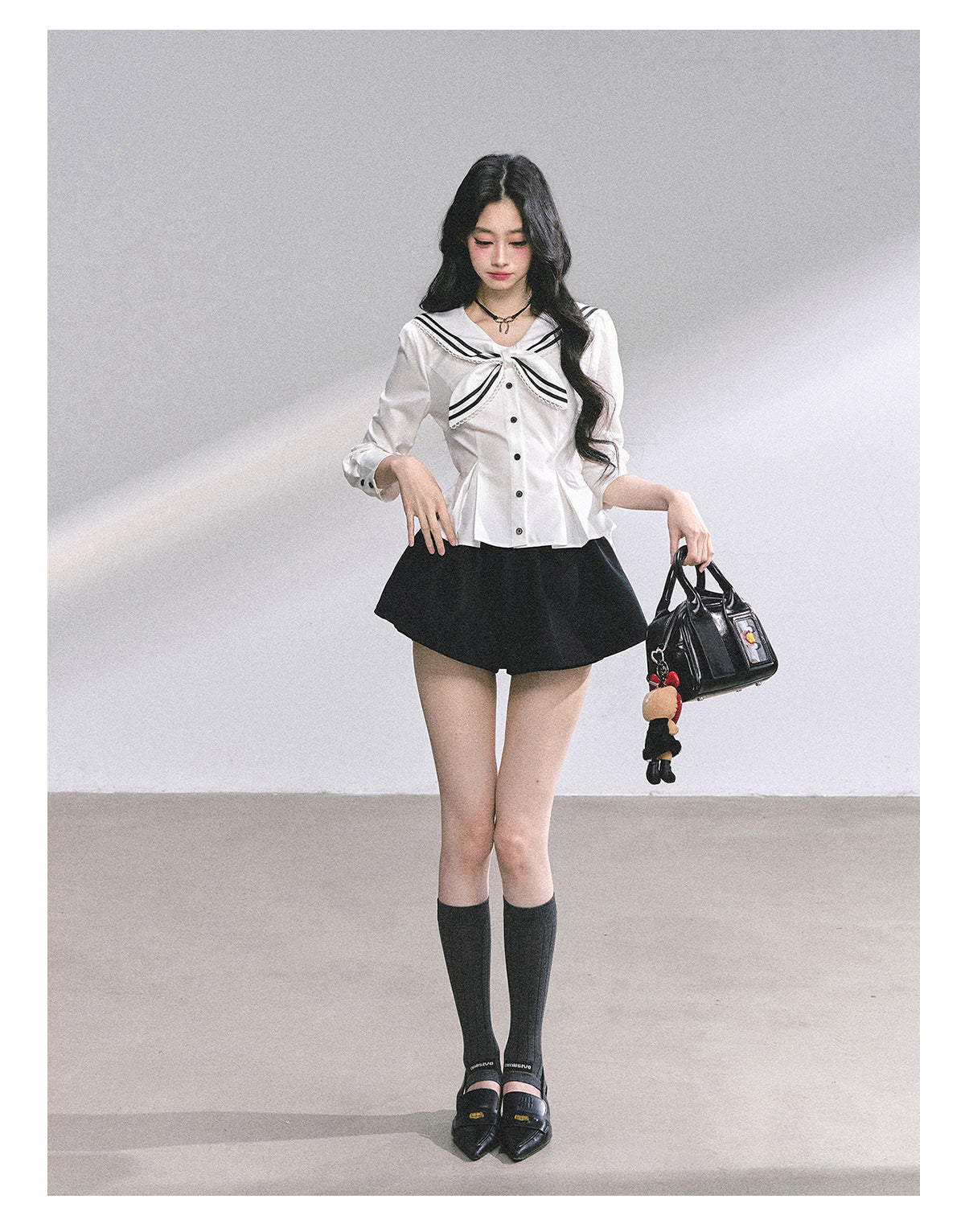 SHAOYEYAN Mary Jane College Navy Blouse