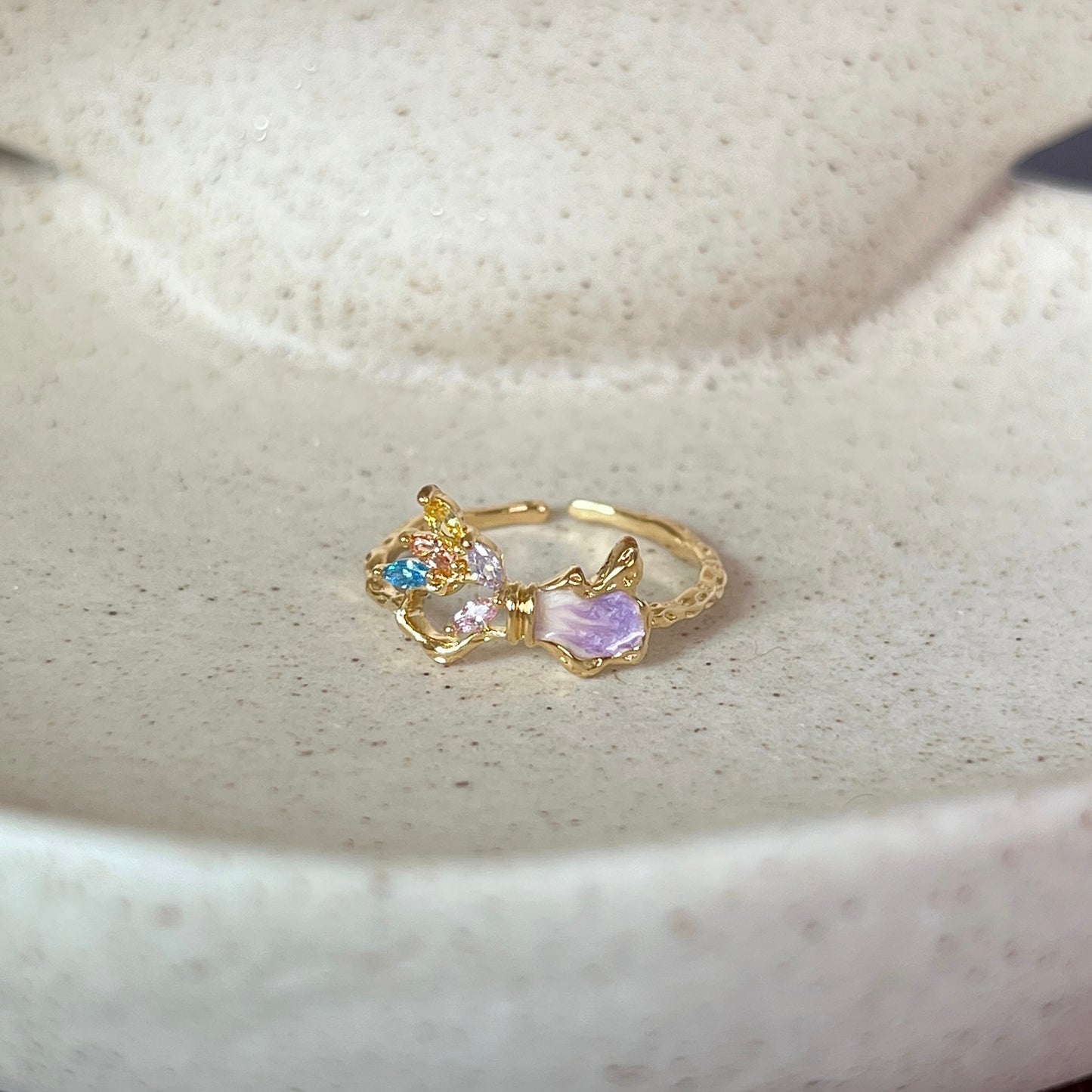 VIGVOG Geometric Purple Gemstone Ring