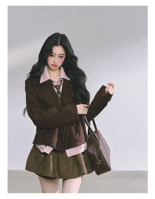 ShaoYeYan British Drama Trench Fake Two-Layer Blazer