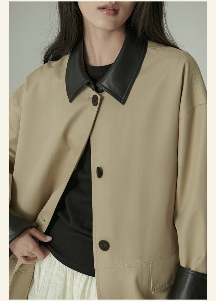 HAVERICE Retro Old Letters Trench Coat