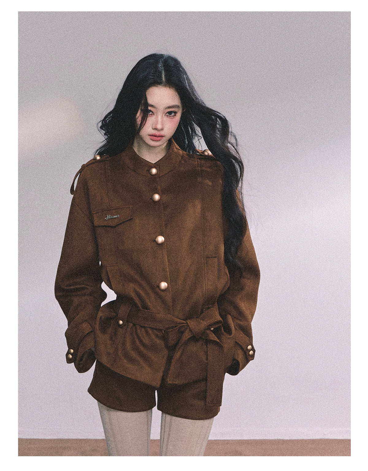 ShaoYeYan Delpan Winter French British Style Suede Set