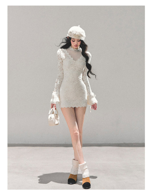 ShaoYeYan Full Moon Moment Long Sleeve Lace Dress