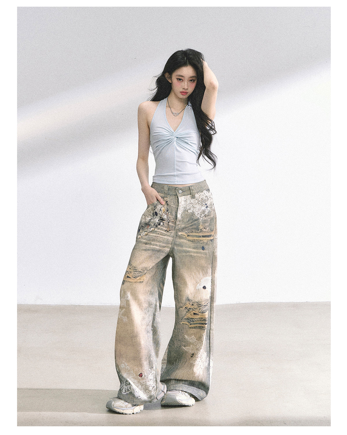 SHAOYEYAN French Lace Backless Top
