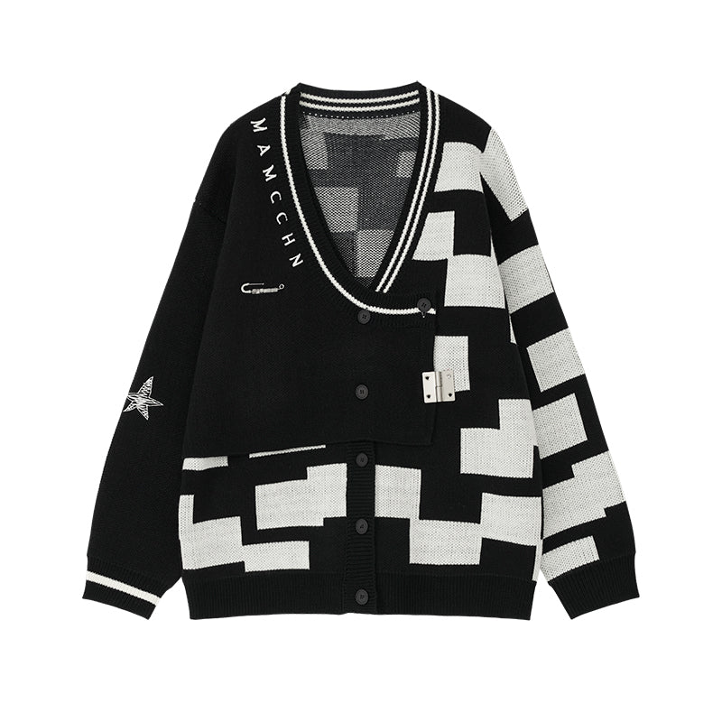 MAMC Distressed Geometric Sweater