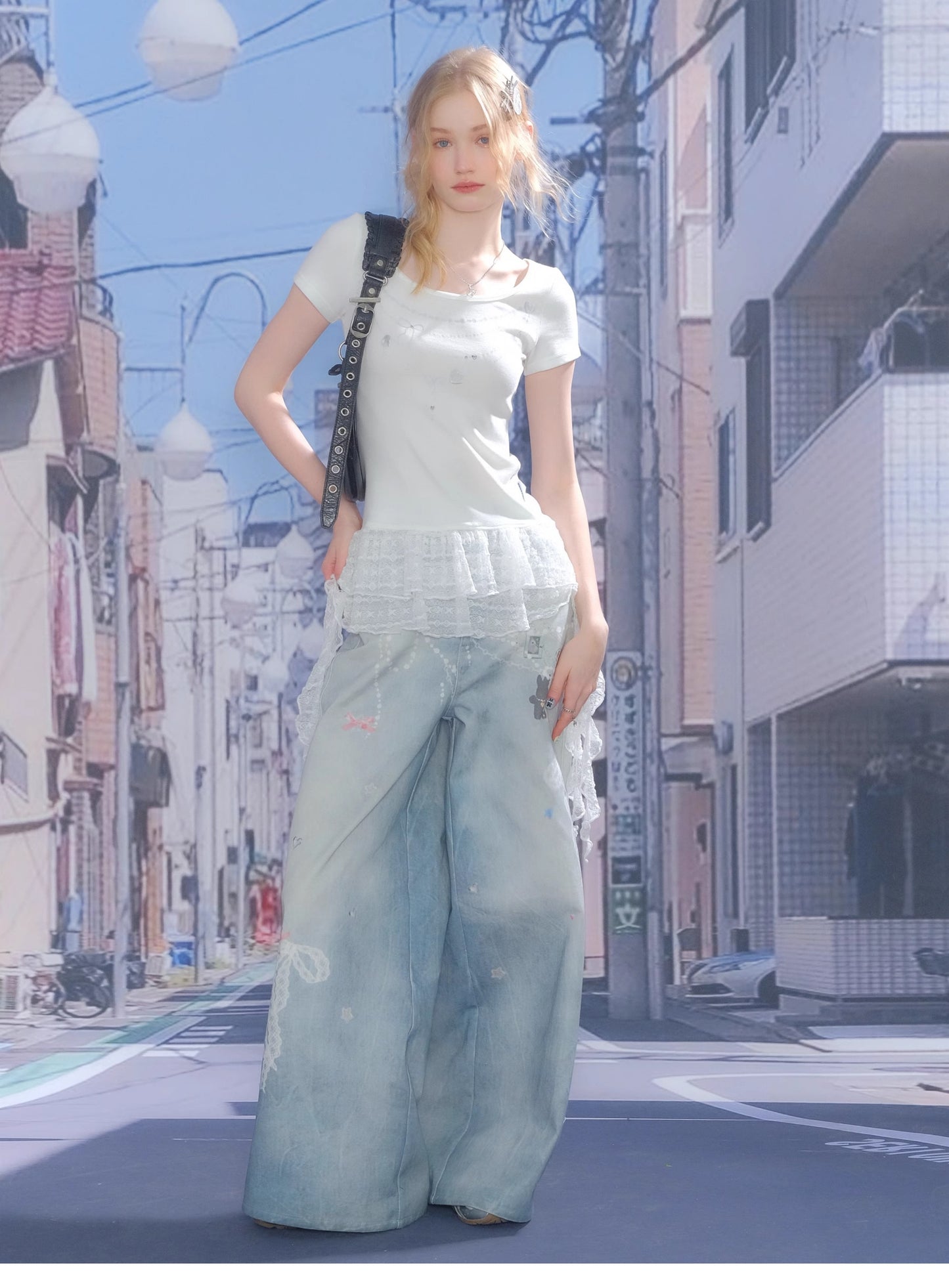 ziziFei Retro Chain Print Corset Tee