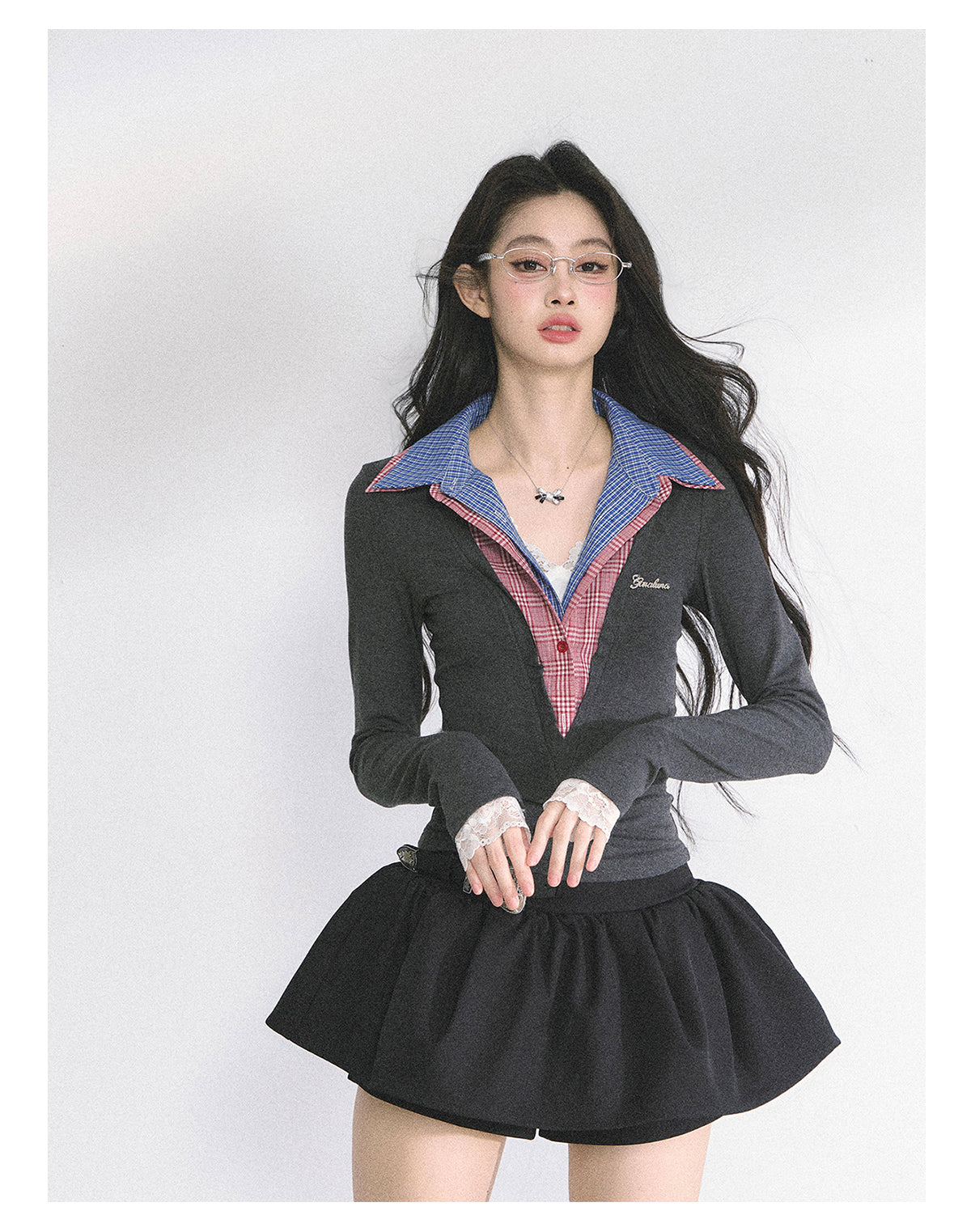 SHAOYEYAN American Style Mock Two-Layer Long Sleeve