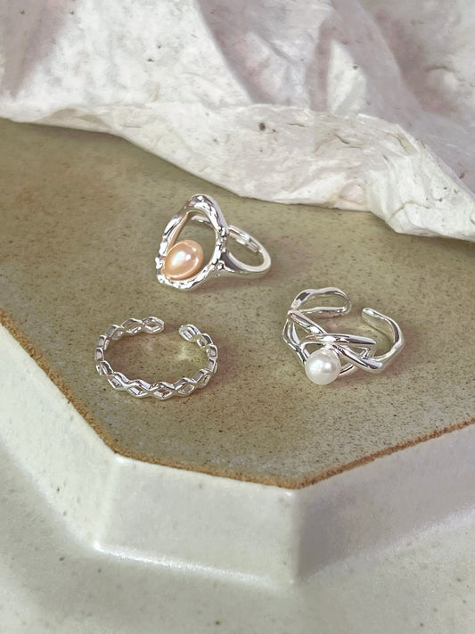 VIGVOG Geometric Pearl Ring