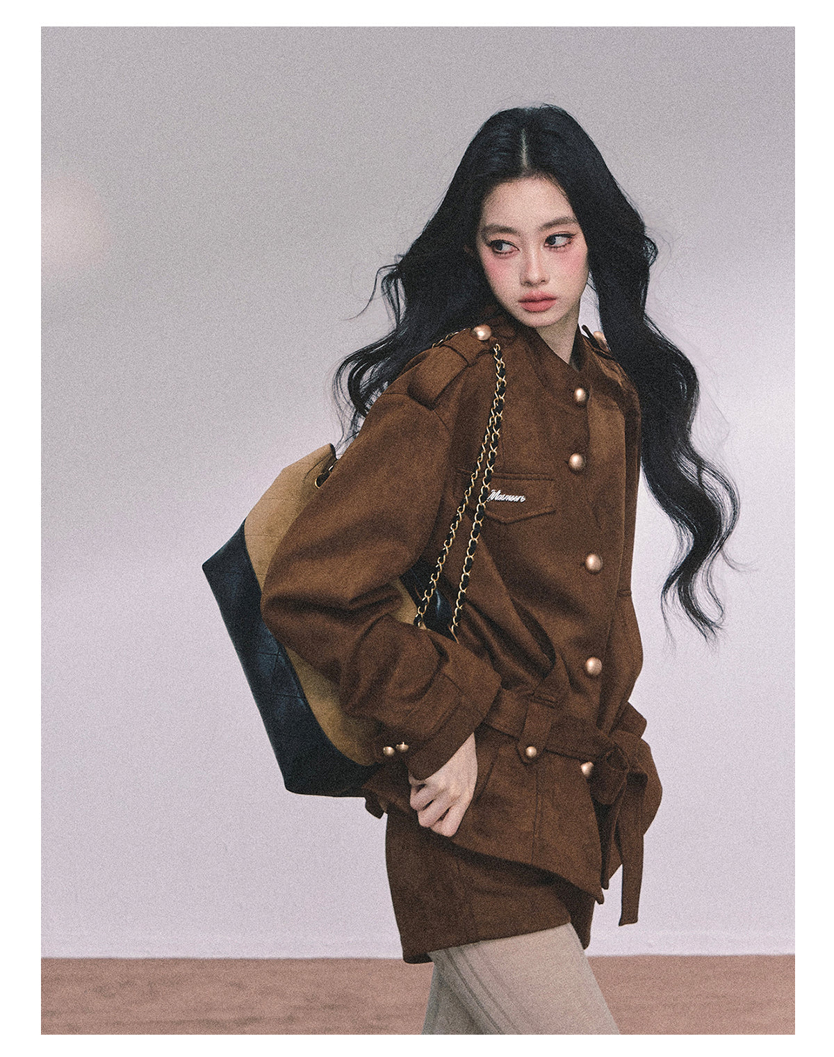 ShaoYeYan Delpan Winter French British Style Suede Set