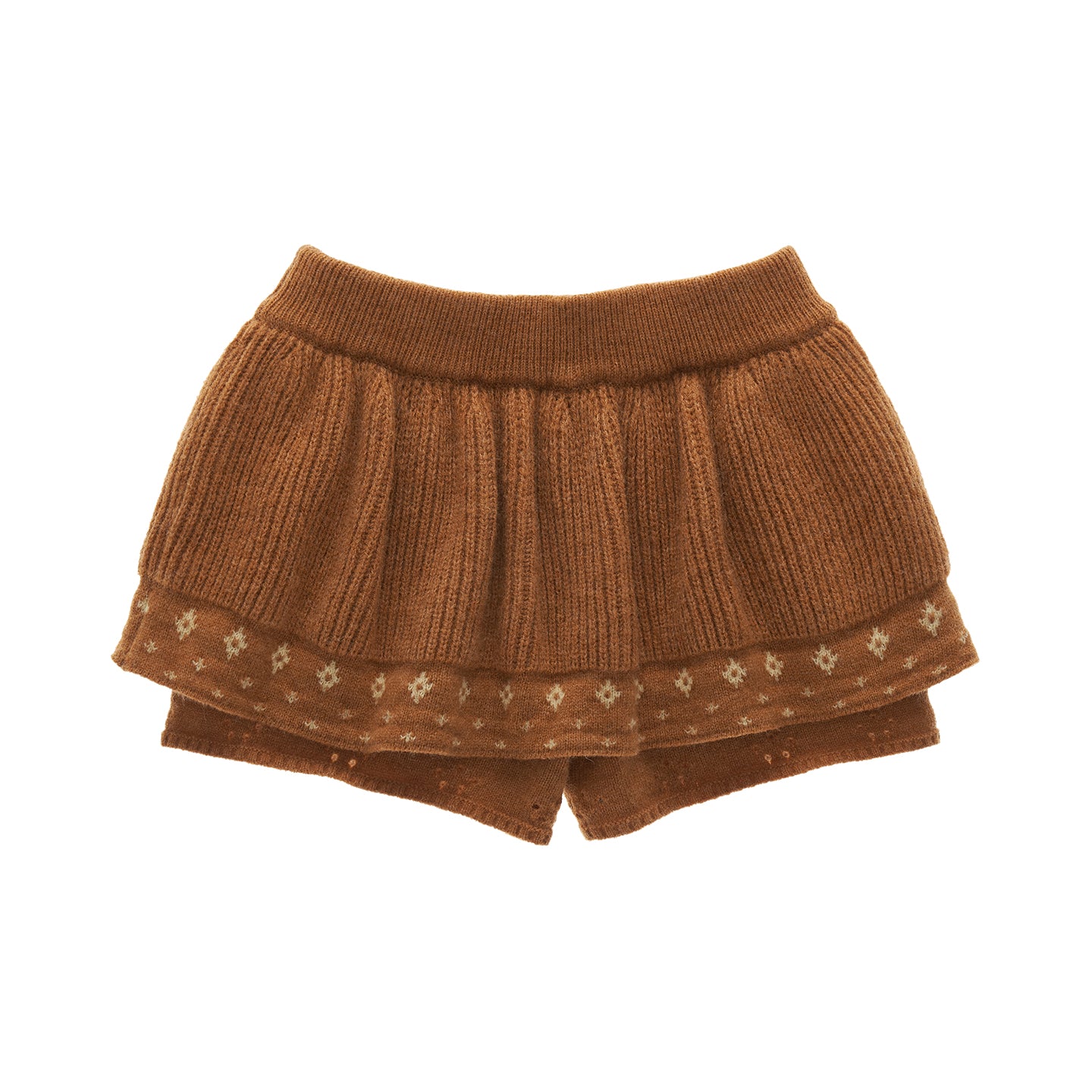 MAMC Star Flower Jacquard Round Neck Cropped Sweater