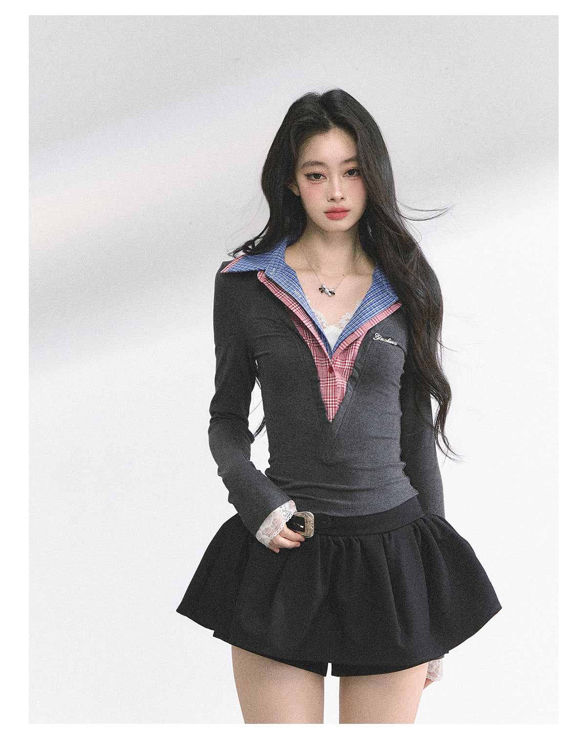 SHAOYEYAN American Style Mock Two-Layer Long Sleeve