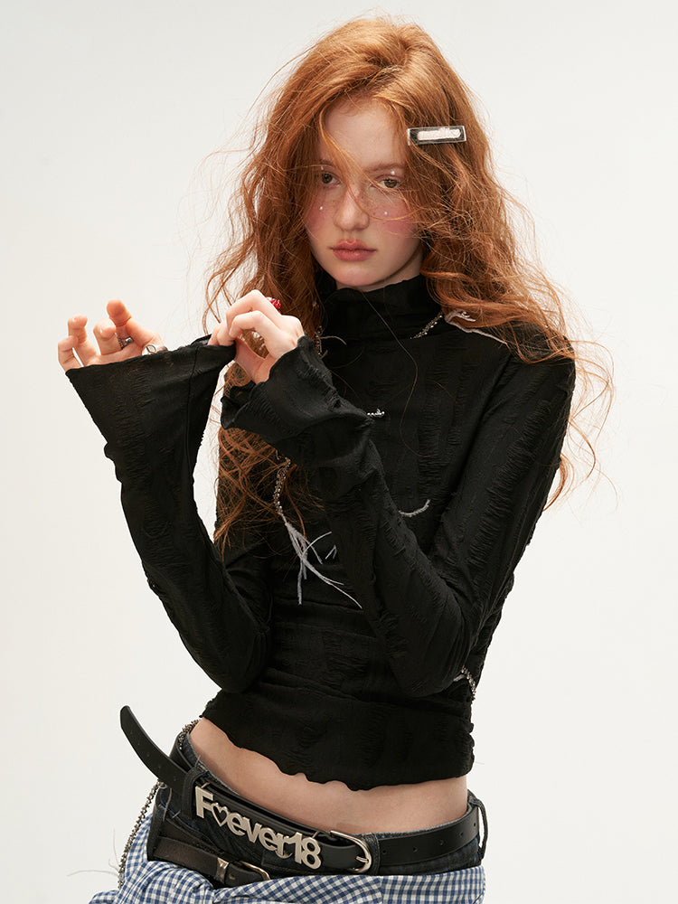 MAMC Distressed Mock Neck Tee