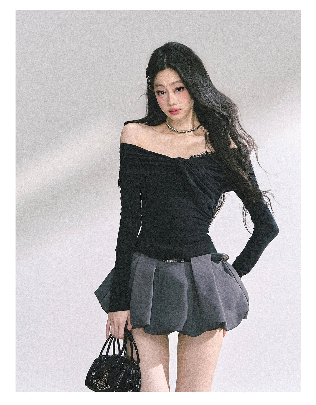 SHAOYEYAN Pure Desire Off-Shoulder Lace Tee