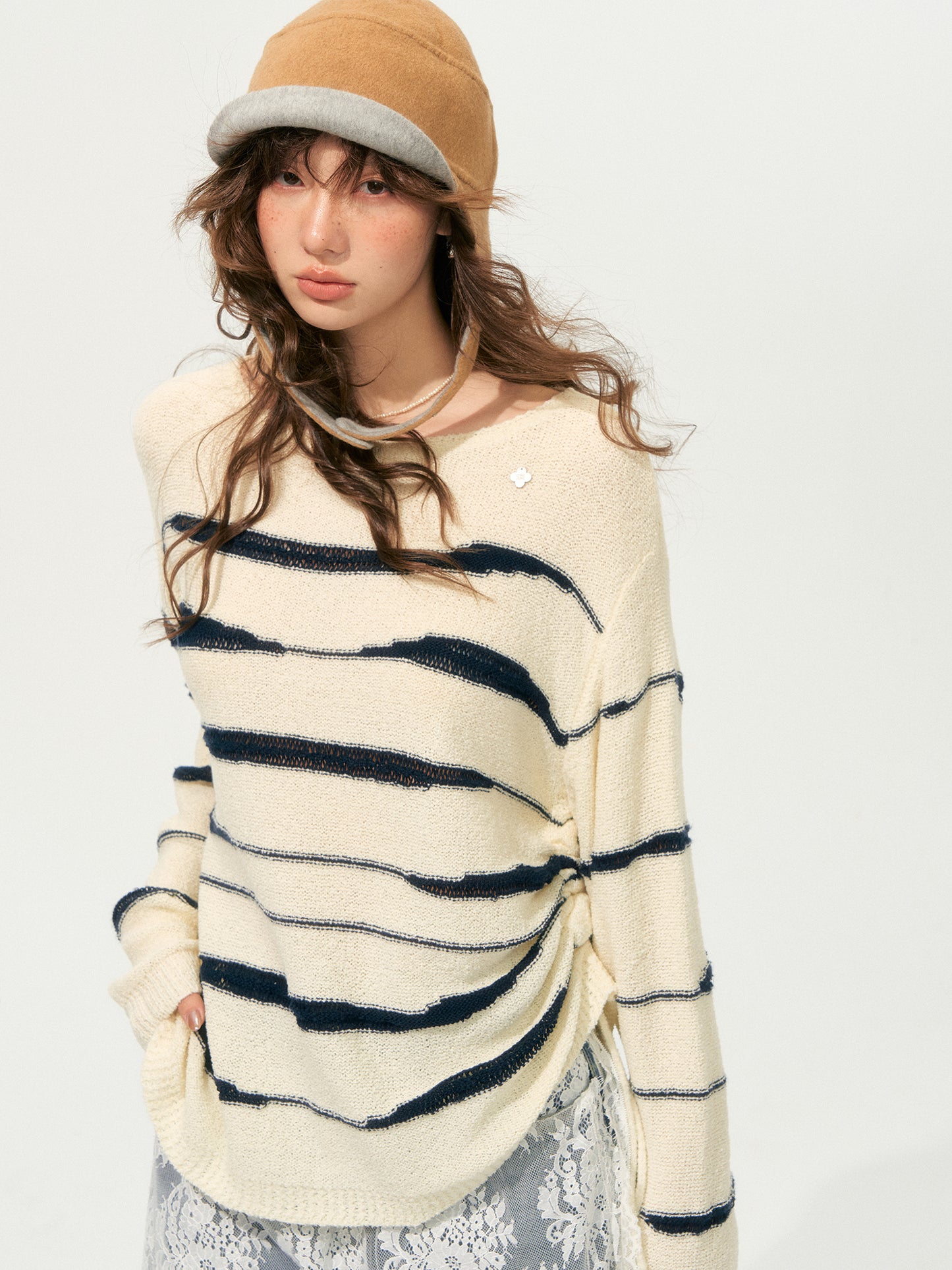 SOMESOWE Colorblock Striped Knit Sweater