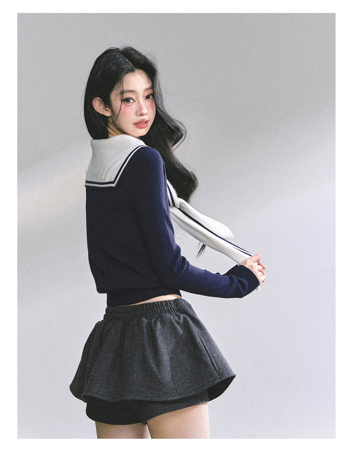 SHAOYEYAN American Long Sleeve Sailor Collar Slimming Tee