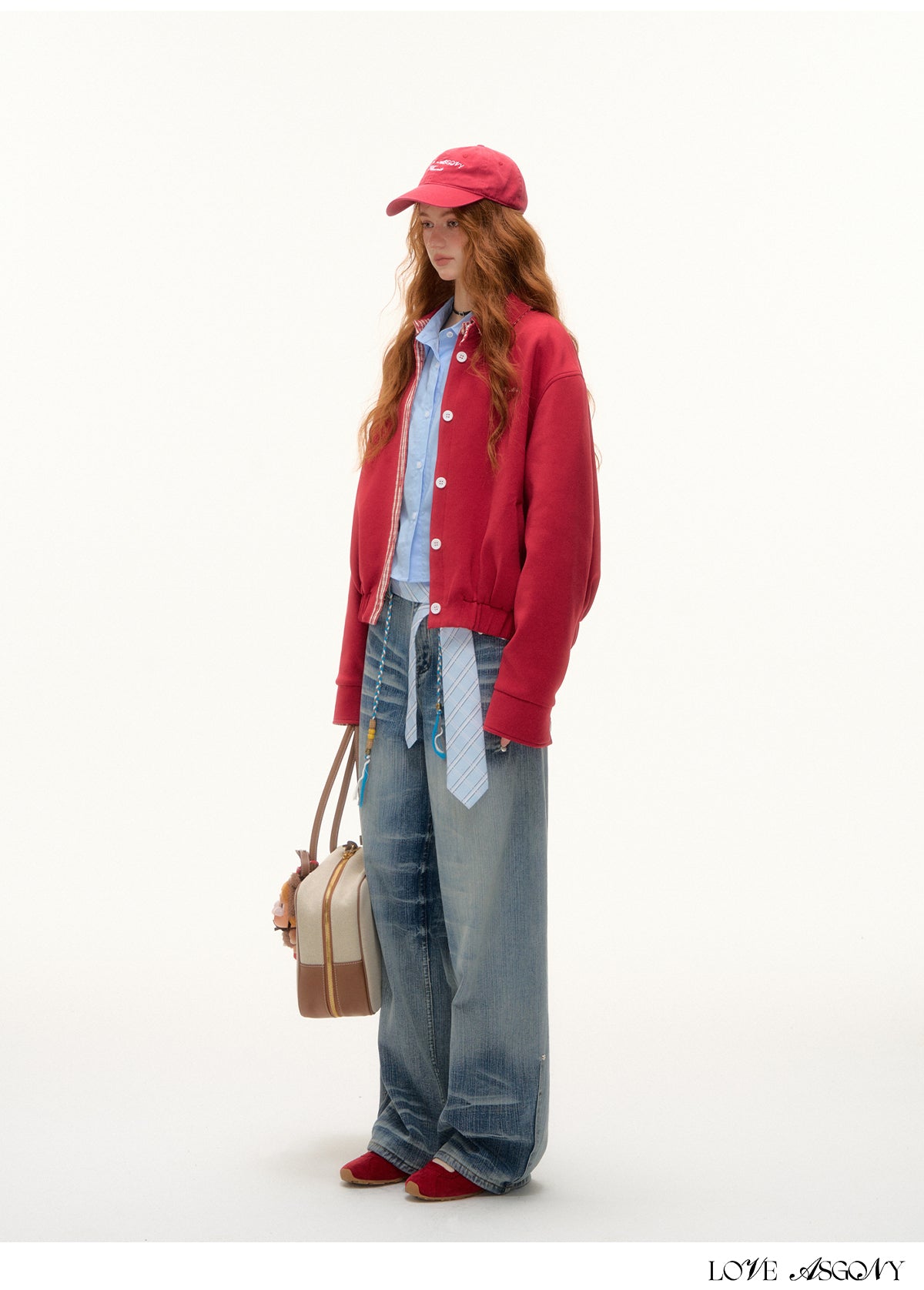 AsGony MIU Style Plaid Collar Sweatshirt Jacket