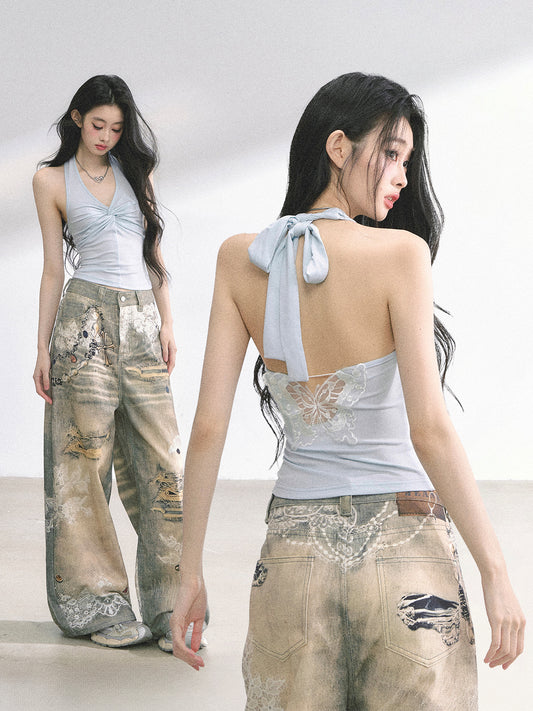 SHAOYEYAN French Lace Backless Top