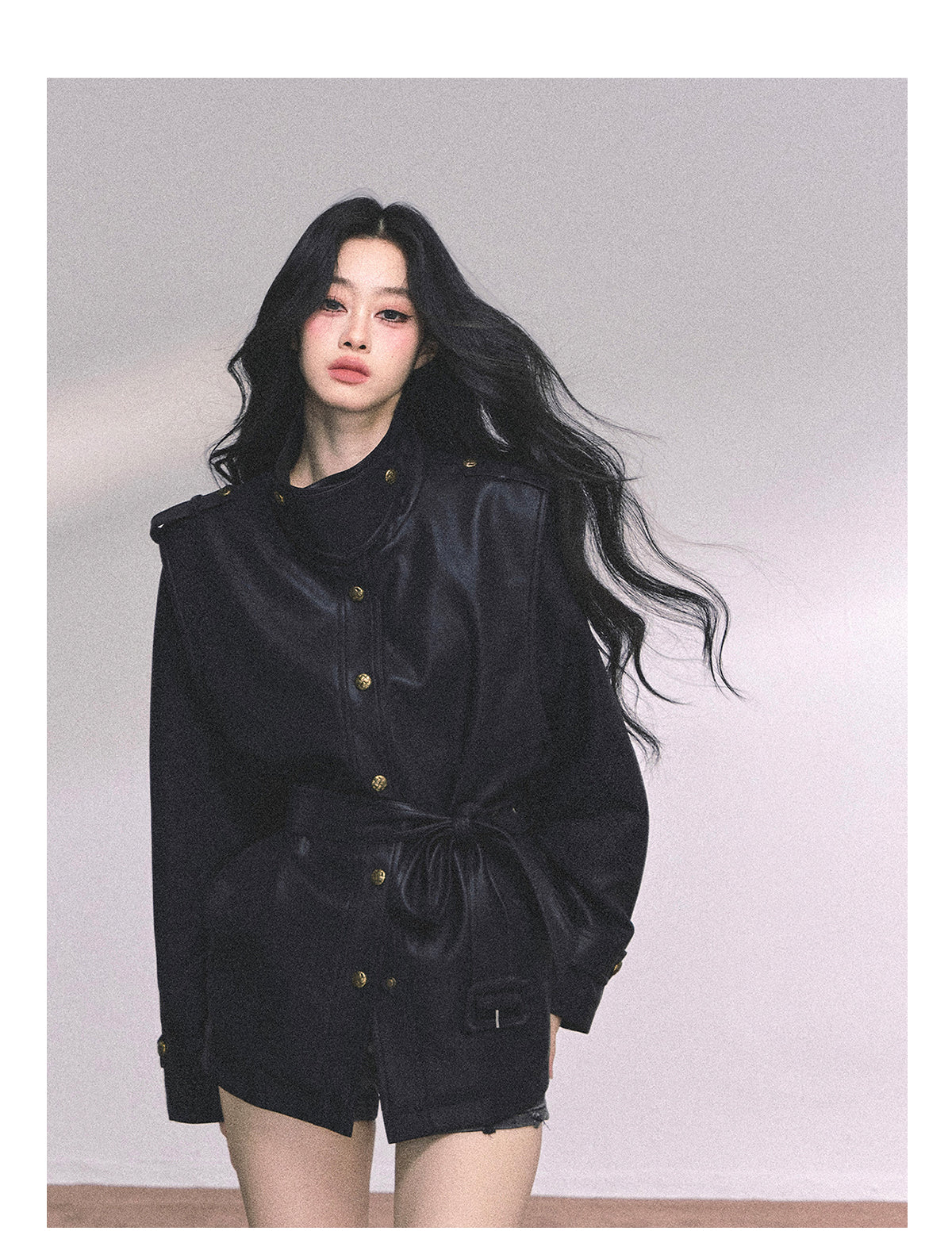 ShaoYeYan UK Time Zone Loose Fit Biker PU Leather Jacket