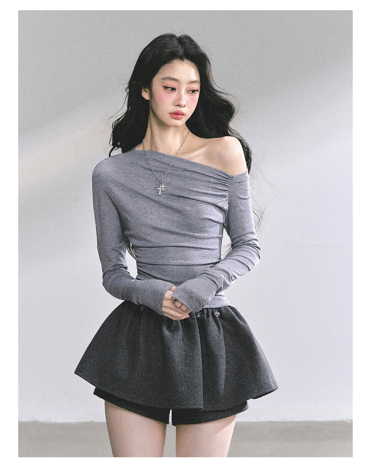 SHAOYEYAN Korean Mature Style Off-Shoulder Tee