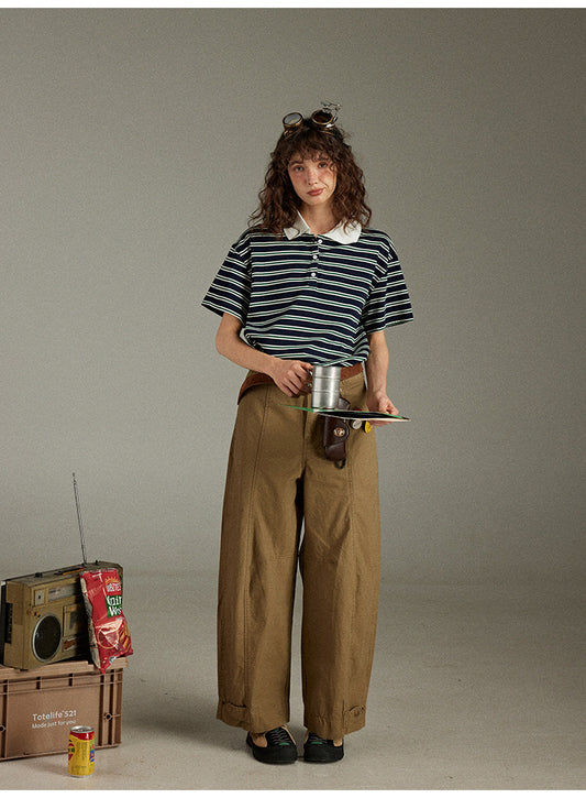 Lulugray Retro Stripe Polo Tee