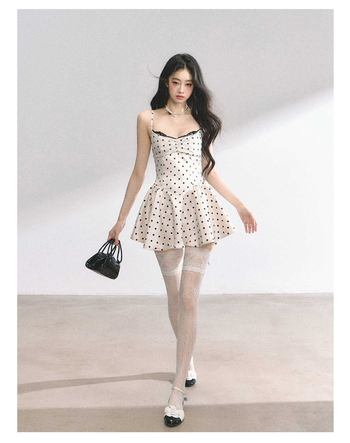 SHAOYEYAN French Lace Polka Dot Sundress