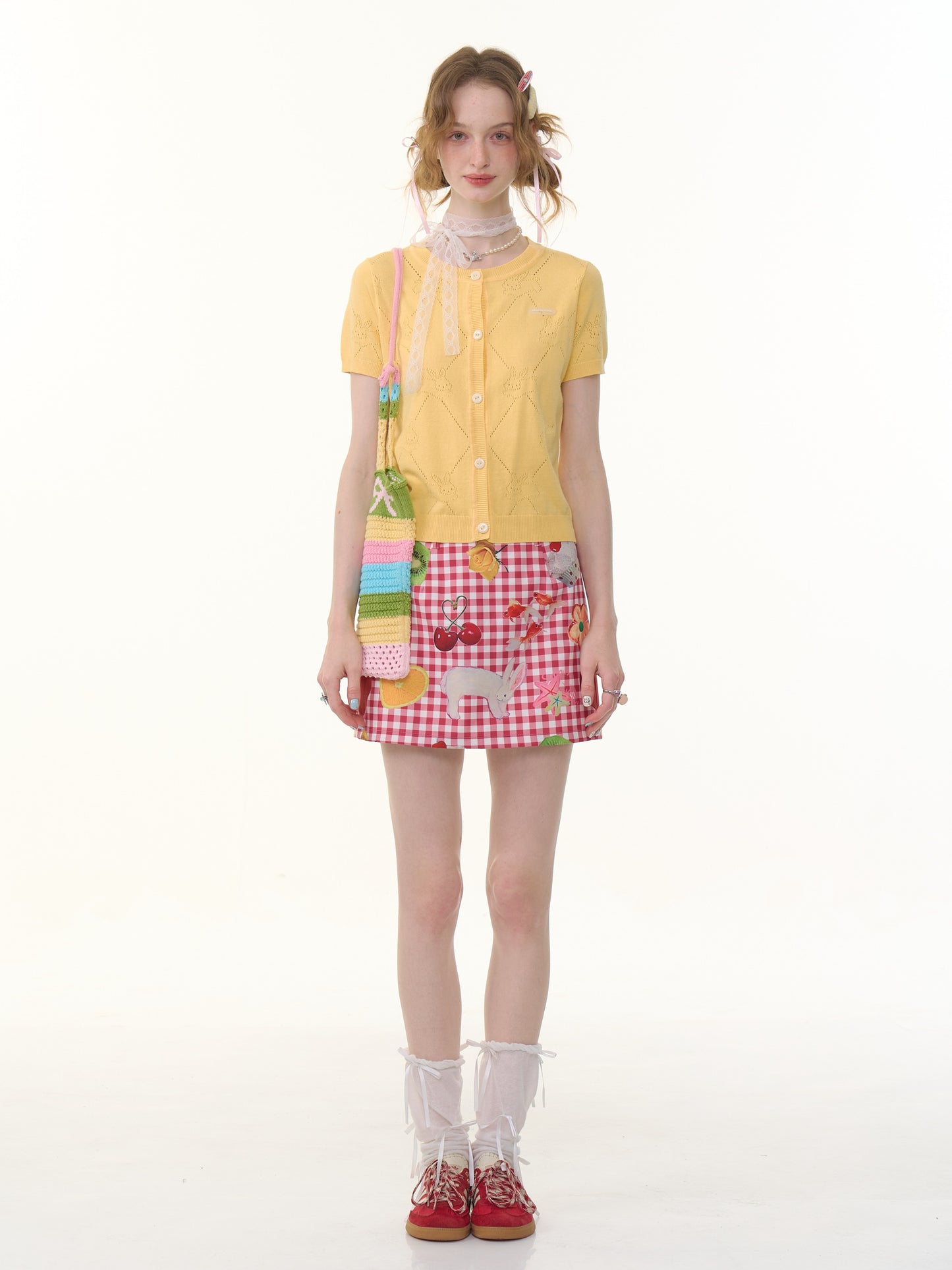 ziziFei Retro Fruit Print Mini Skirt