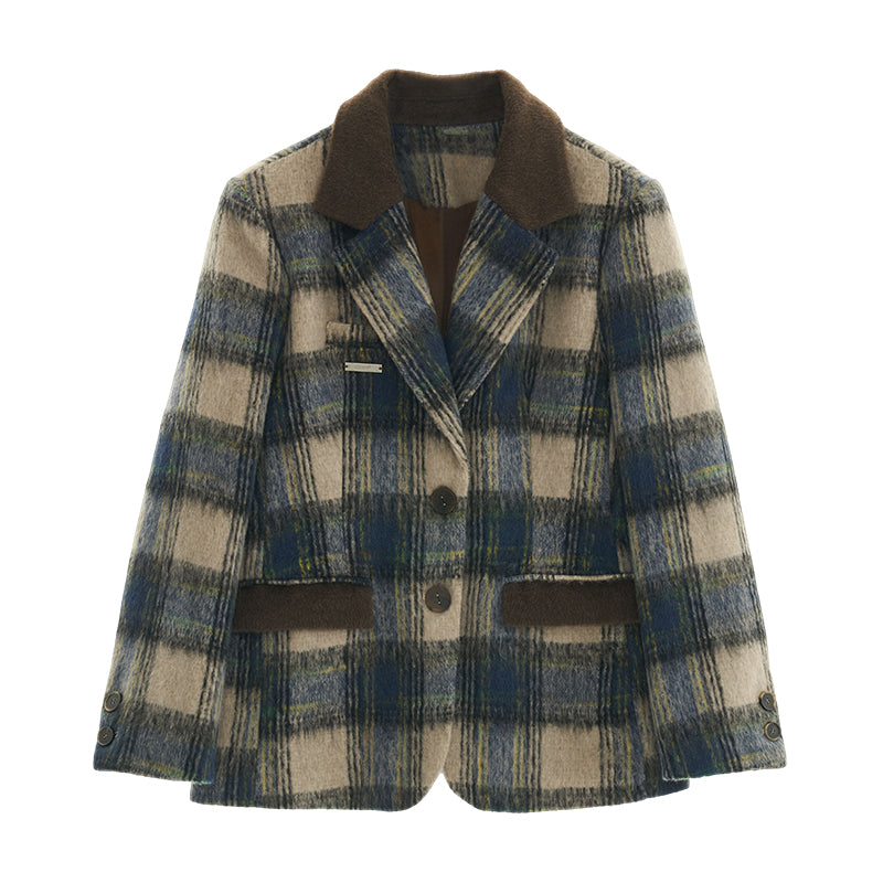 MAMC Plaid Wool-Blend Blazer