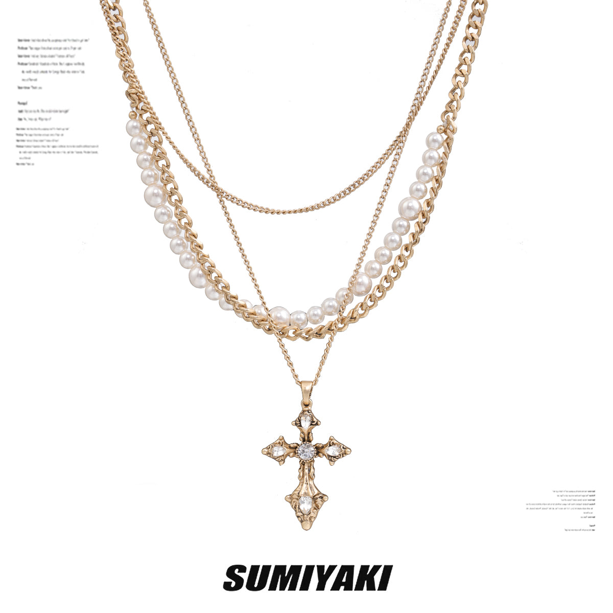 SUMIYAKI Baroque Pearl Cross Necklace