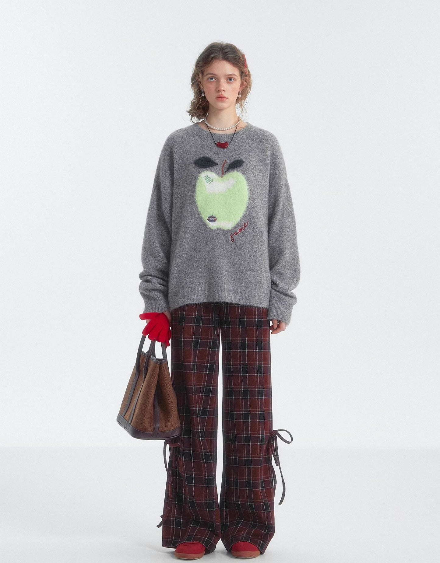 SOMESOWE Plaid Drawstring Trousers
