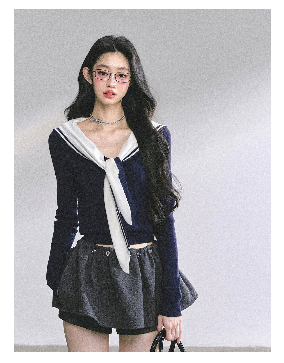 SHAOYEYAN American Long Sleeve Sailor Collar Slimming Tee