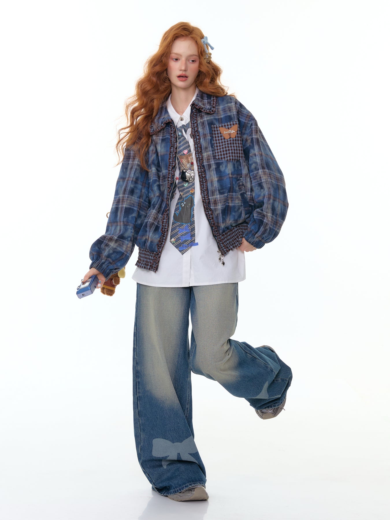 ZiziFei Bow-Print Denim Pants